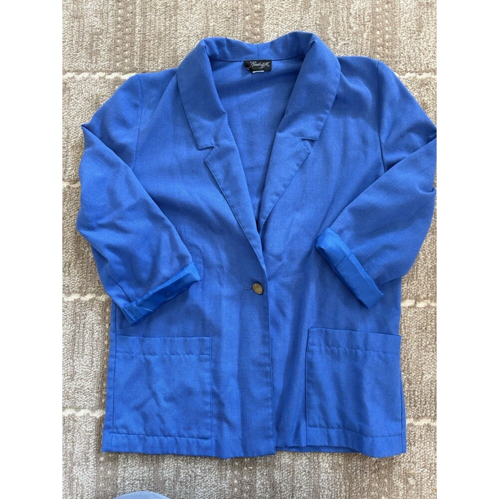 Vintage Radcliffe Blue Linen Blend Blazer Women’s Oversized Boyfriend Jacket